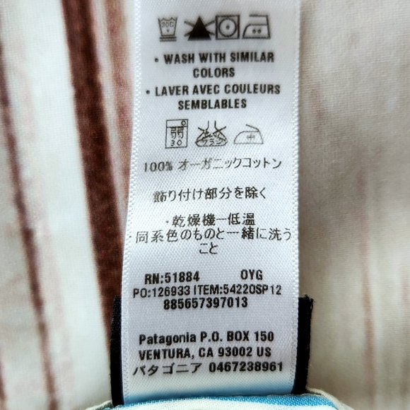 Patagonia Pale Yellow Pinstripe Long Sleeve Button Shirt Blouse | Women's Size 4 - Picture 7 of 8